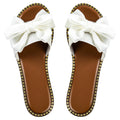 Sksshion Women's Bow Knot Slides Open Toe Flat Sandals Summer Slip On Slippers White 7