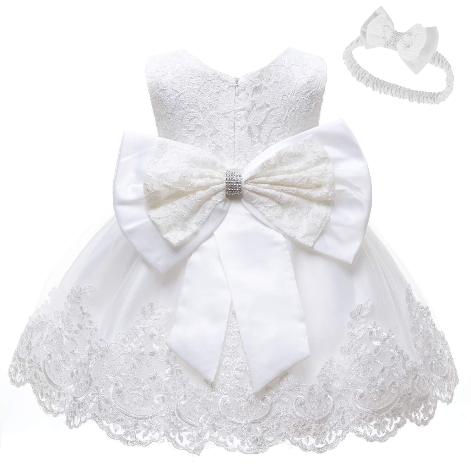 LZH Baptism Dresses for Baby Girls Christening Dress, White Baby Dress Baby Girl Party Dress Wedding Pageant Party