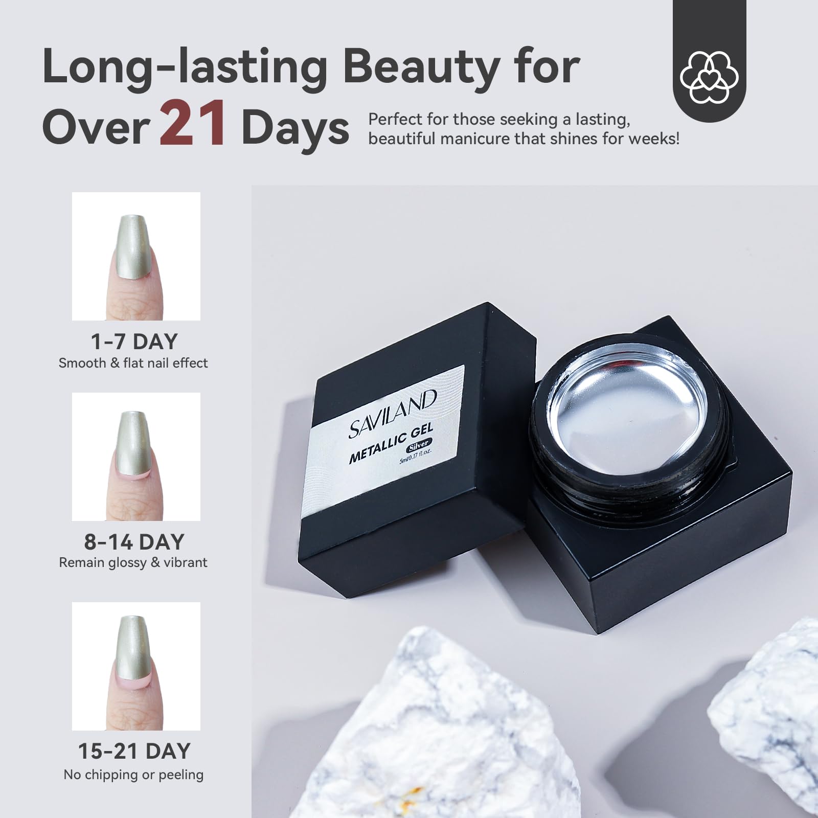 SAVILAND Metallic Gel Nail Polish Set: Silver & Gold Chrome Gel Polish 3D Metal Painting Gels Mirror Nail Polish Soak Off UV LED Chrome 3D Effect Nail Glue Gels for Salon Manicure Home DIY