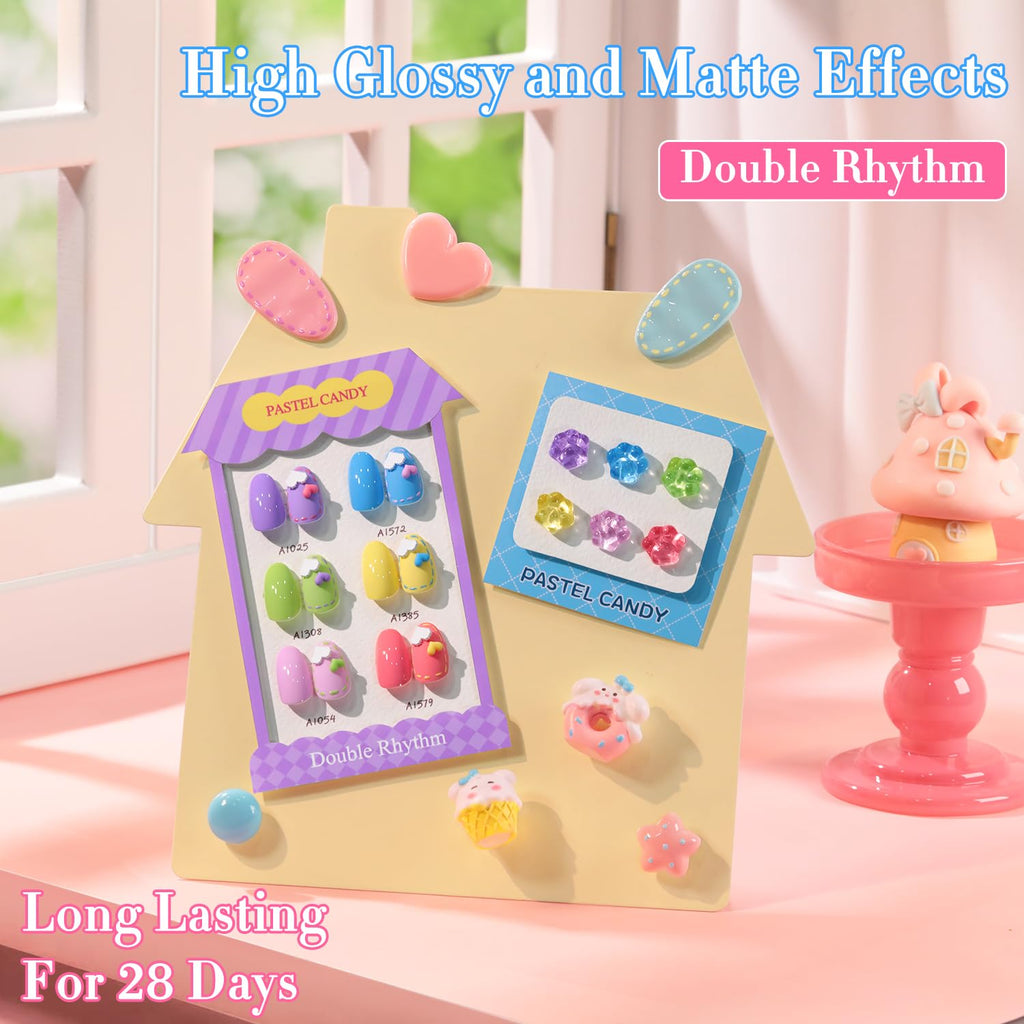 Double Rhythm 6 Pcs 15 ML Gel Polish Set Same Color Same Bottle Soak Off Gel Polish Kit Nail Art Manicure Salon DIY at Home for Women (Purple Blue Green Yellow Pink Peach-T6-10)