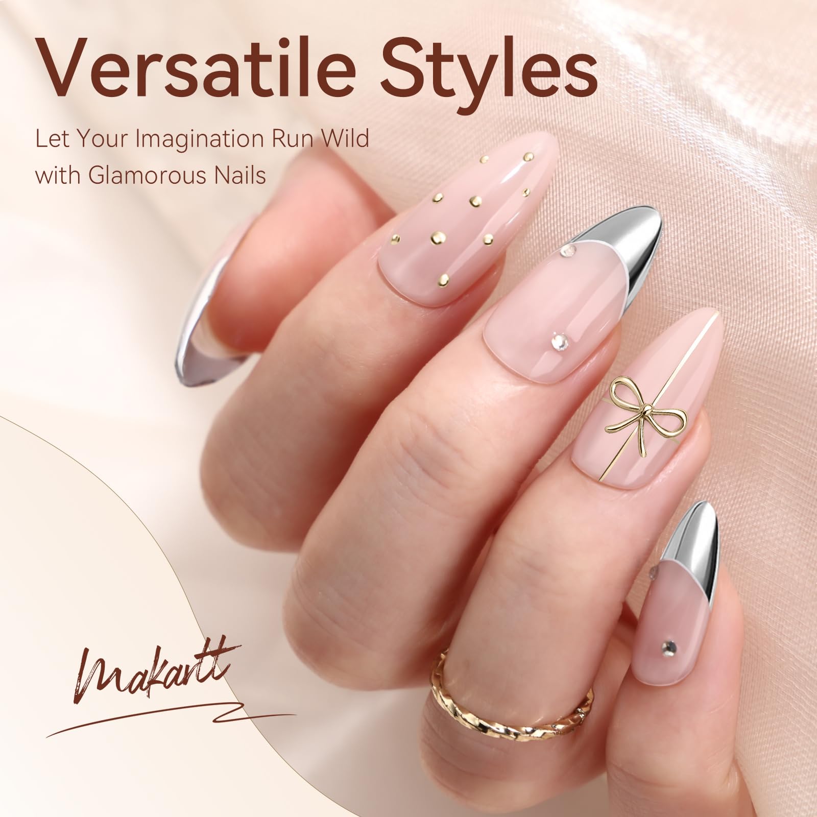 Makartt Chrome Gel Nail Polish Set: Metallic Gel Nail Polish, Silver and Gold 3D Metal Painting Gel for Nail Art Soak off UV/LED Glossy Mirror Effect Nail Gel for Home Salon DIY Manicure（2pcs）