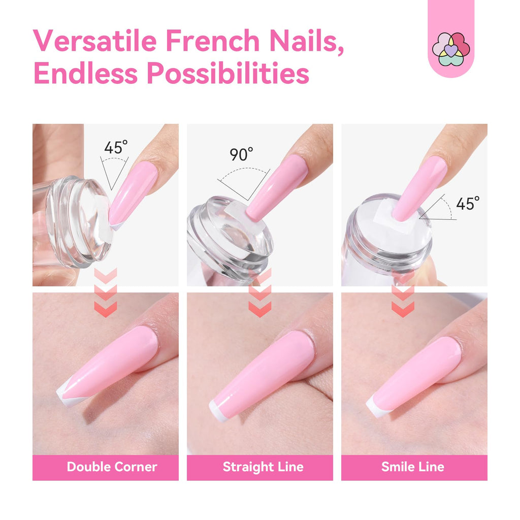 Saviland French Tip Nail Stamp: 4PCS Nail Art Stamper Kit Clear Silicone Nails Stamping Long & Short Jelly Stamper with Scrapers Nails Stamper Kit for French Manicure Home DIY Salon