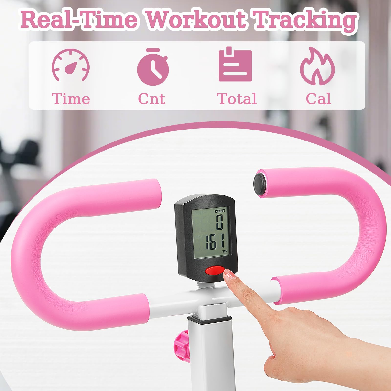 Foldable Squat Machine for Women,Glutes Workout Machines with LCD Display & Adjustable Seat, Glutes & Abs Squat Machine for Home Gym,Space-Saving Design (Pink)