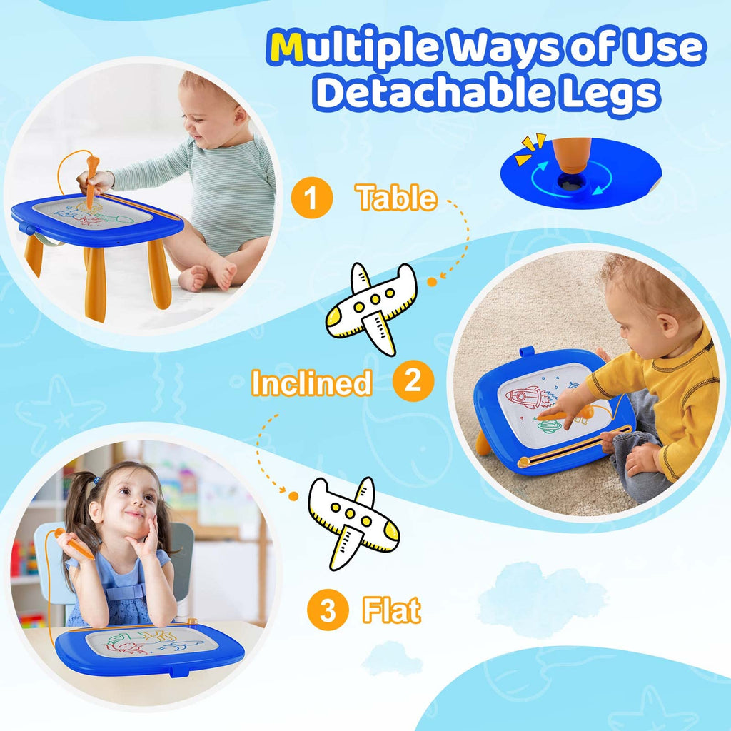 Kikidex Toddlers Toys Age 1-3, Magnetic Drawing Board, Doodle Board Pad Learning and Educational Toys for 1 2 3 Year Old Baby Kids Birthday Gift (Dark Blue)
