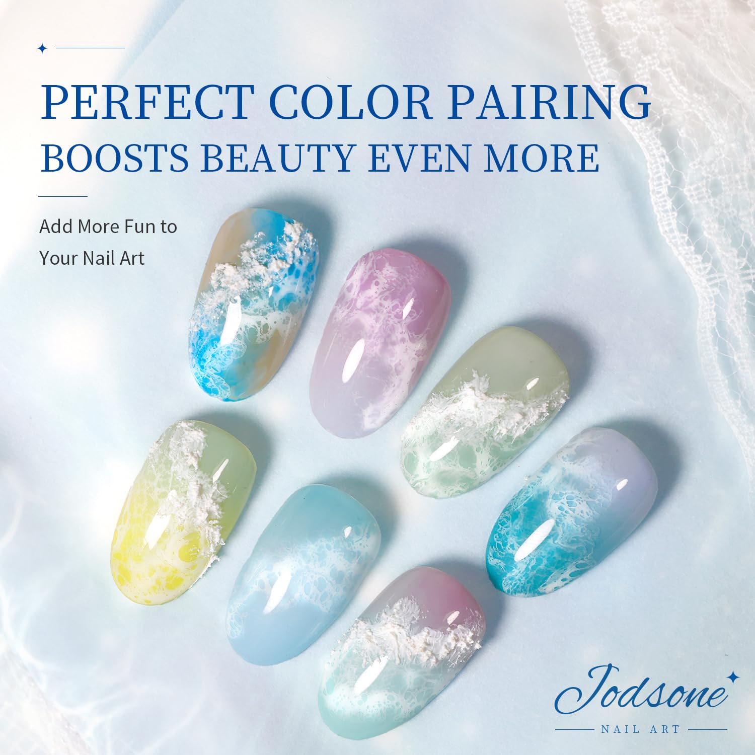 JODSONE Ocean Wave Blooming Gel Nail Polish,16.5ml Wave White Blooming Liquid for Spreading Effect Wave,High Fluidity Wave Textures for Ocean Wave Nail Art,DIY Nail Art Design