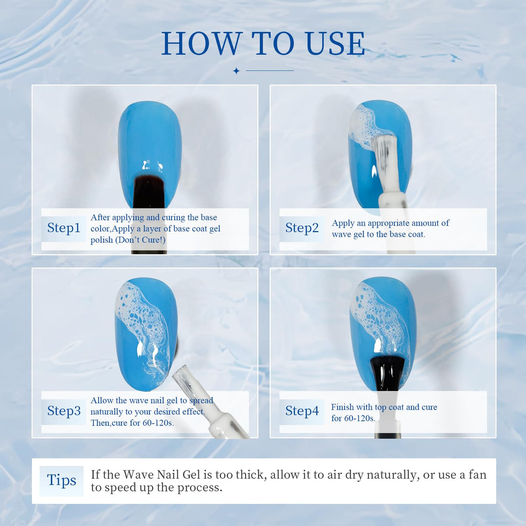 JODSONE Ocean Wave Blooming Gel Nail Polish,16.5ml Wave White Blooming Liquid for Spreading Effect Wave,High Fluidity Wave Textures for Ocean Wave Nail Art,DIY Nail Art Design