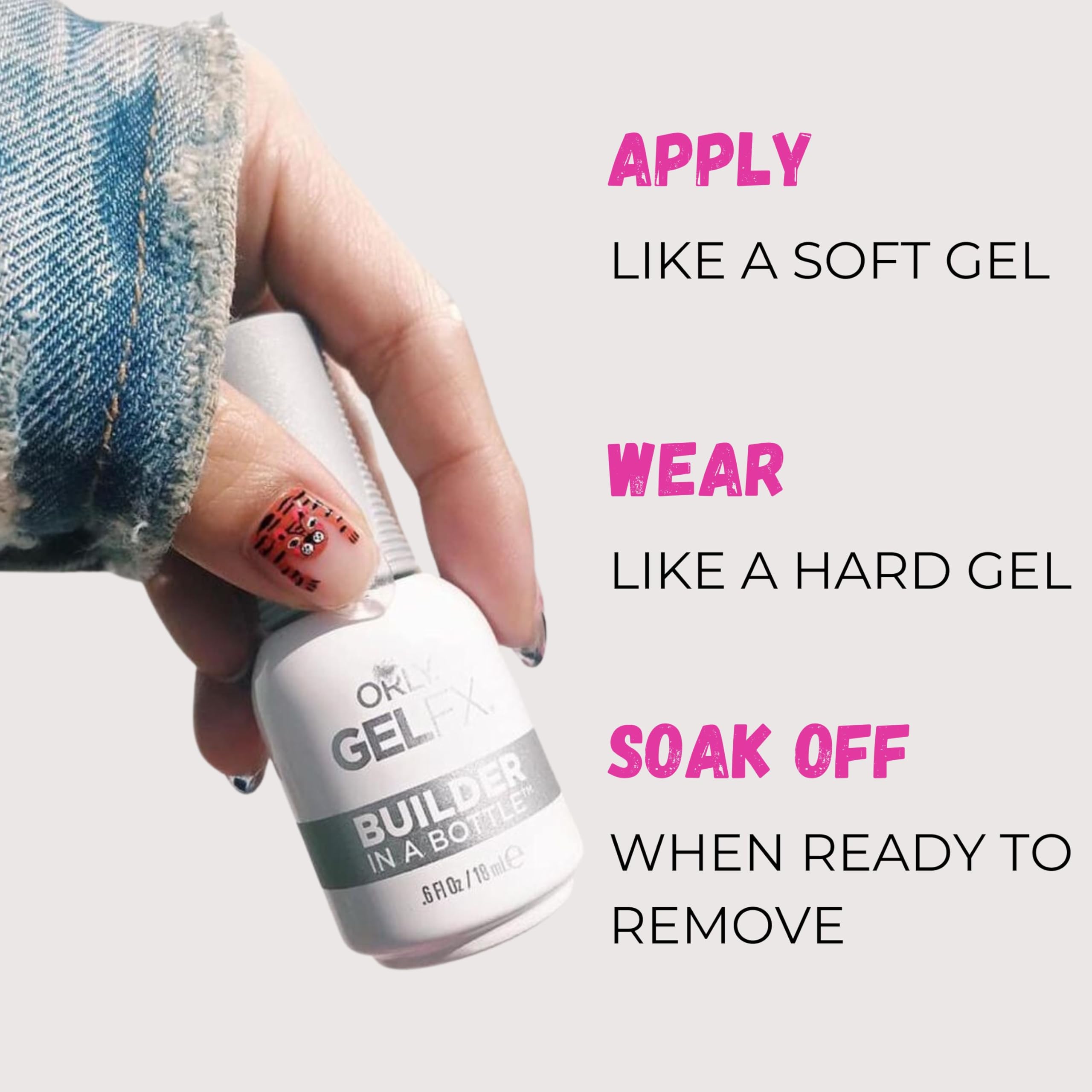 Orly Builder In A Bottle Soak-Off Sculpting Gel For Quick Nail Extension, Repair And Strengthening | Long-Lasting Builder Gel With Brush-On Application |Salon-Quality Nails At Home (Clear)