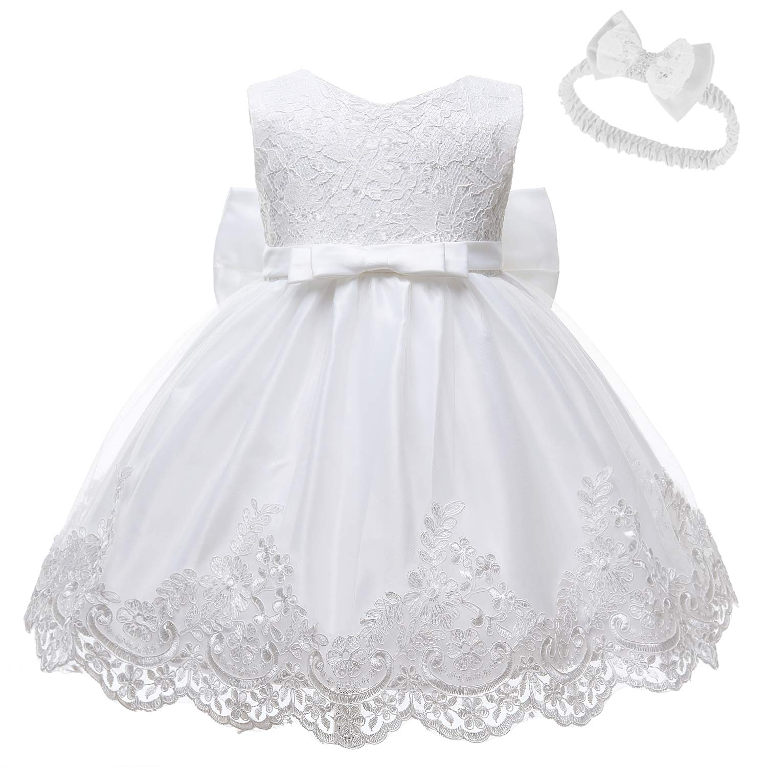 LZH Baptism Dresses for Baby Girls Christening Dress, White Baby Dress Baby Girl Party Dress Wedding Pageant Party