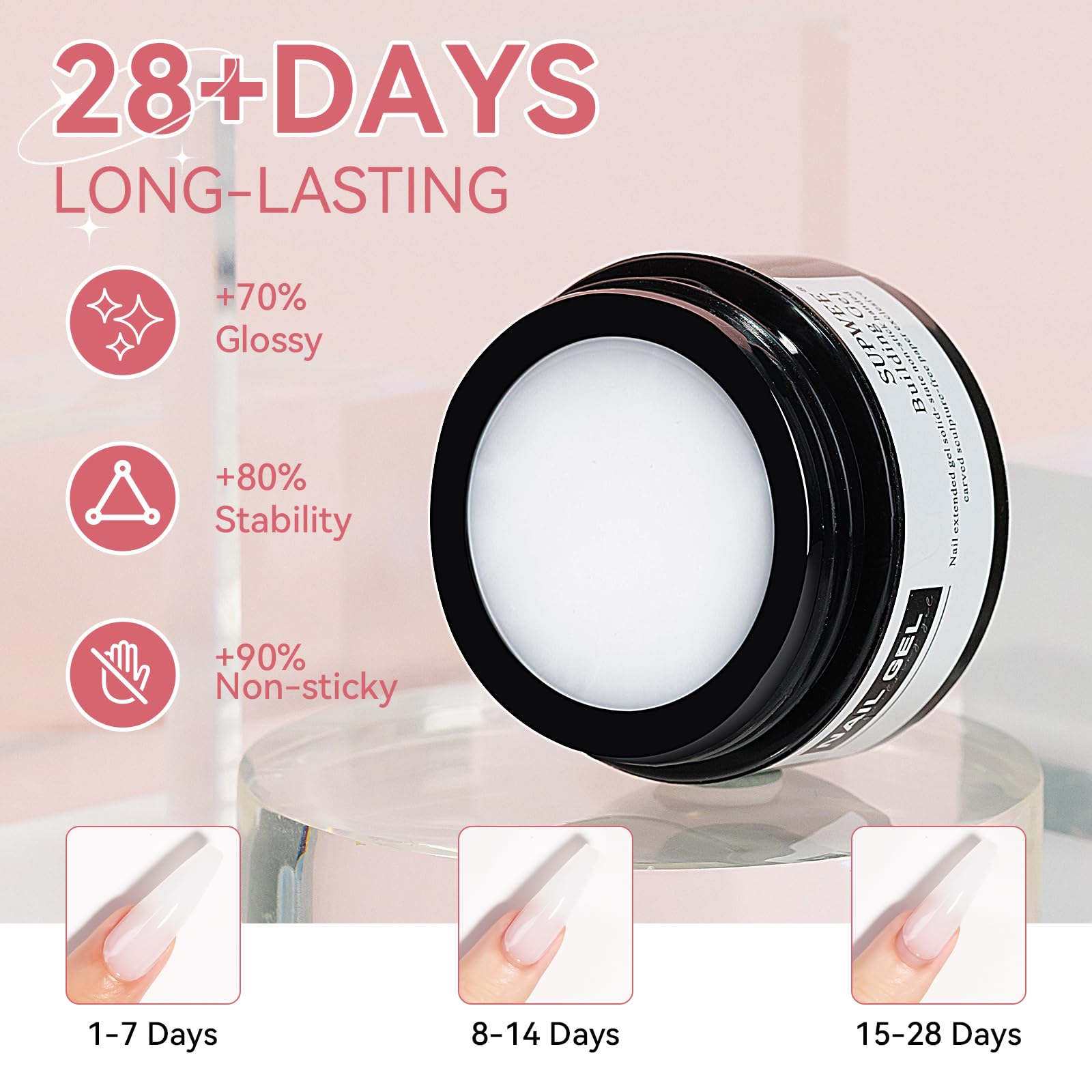 SUPWEE 3D Nail Art Gel Clear and White Solid Builder Gel for Nails Non-Stick Hand Sculpture Hard Gels with Dual Form for Carving Patterns Decoration Nail Art Home Manicure DIY
