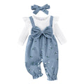 YINGISFITM Newborn Infant Baby Girl Clothes Fall Winter Long Sleeve Bubble Romper Floral Bow One Piece Jumpsuit Cute Outfits (Blue, 3-6 Months)