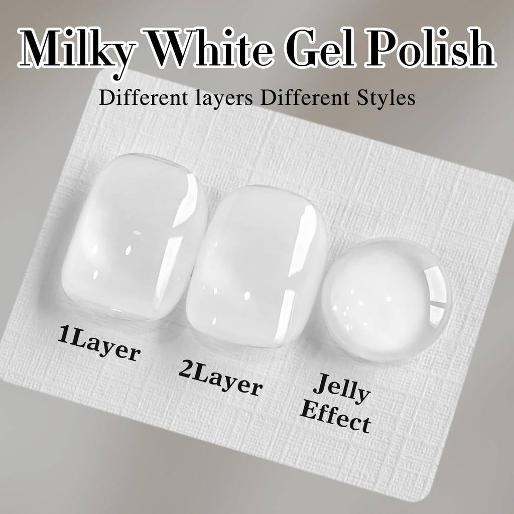 Double Rhythm 15ML Gel Nail Polish Pure Sheer Same Color Same Bottle Gel Polish Art Manicure Salon DIY at Home for Women (Milky White-A1075)