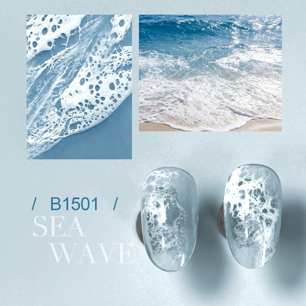 JODSONE Ocean Wave Blooming Gel Nail Polish,16.5ml Wave White Blooming Liquid for Spreading Effect Wave,High Fluidity Wave Textures for Ocean Wave Nail Art,DIY Nail Art Design
