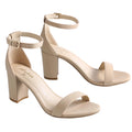Ankis Nude Heels for Women - Open Toe Ankle Strap Chunky Heel Pump Sandals Party Wedding Strappy Buckle Sandals 2.75 Inches (Nude Nubuck, numeric_7)