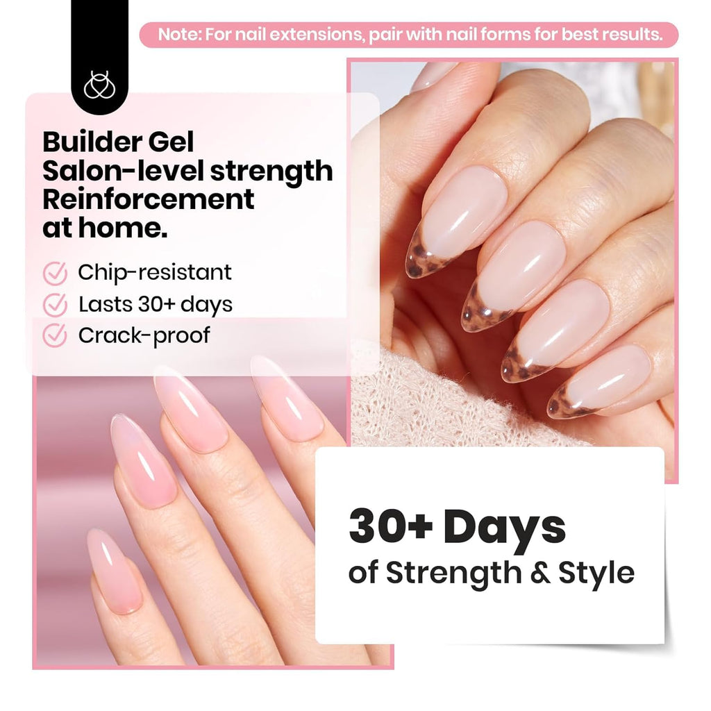 Beetles Builder Gel for Nails HEMA-Free with Nail Art Brush-7 in 1 Clear Building Gel,for Strengthening Thickening Extension Sensitive Nails,Beginner DIY UV Nail Salon at Home,Sheer Breeze Gifts