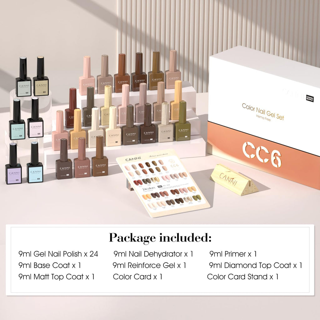 CANNI 30Pcs 9ML Hema-free Gel Nail Polish Set,Nude Brown Red Glitter Gold Gel Polish Kit Soak Off LED Nail Gel Polish Set Nail Art Starter Manicure Salon DIY at Home