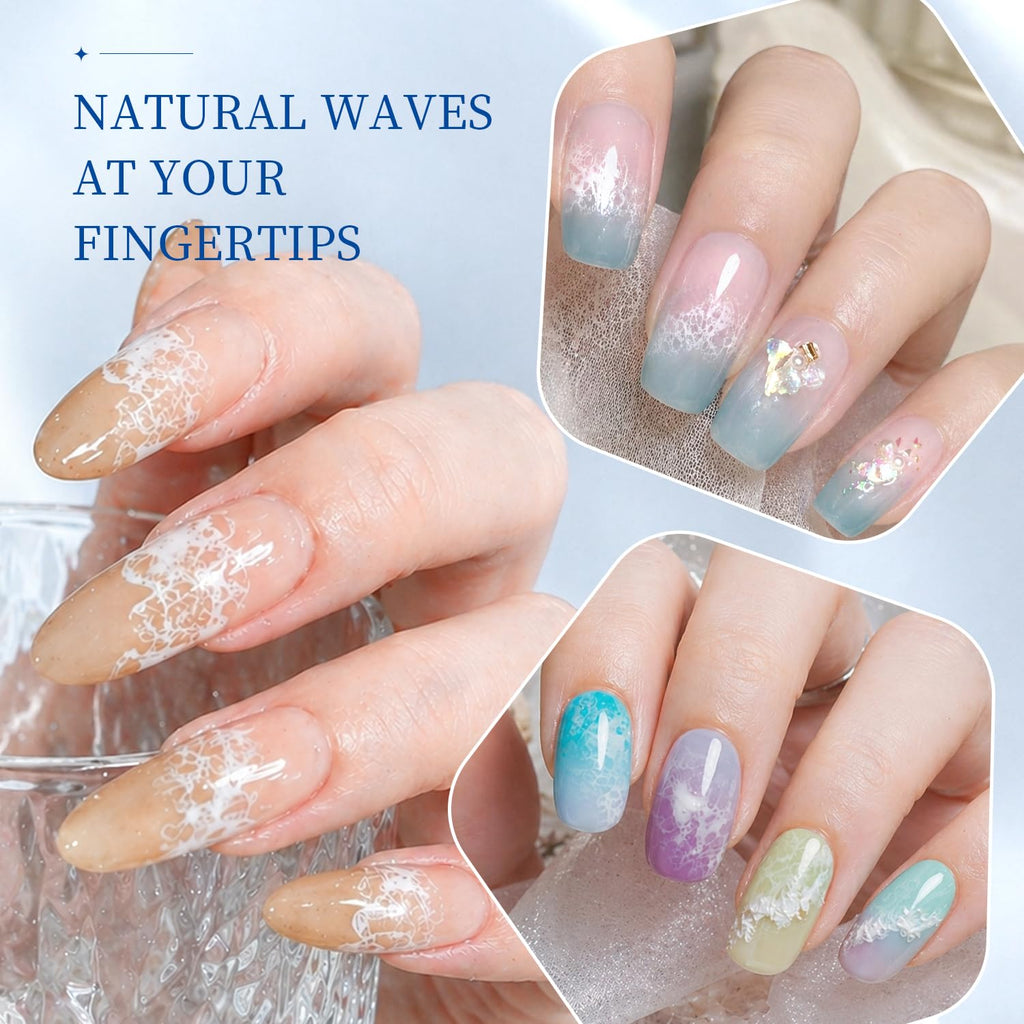 JODSONE Ocean Wave Blooming Gel Nail Polish,16.5ml Wave White Blooming Liquid for Spreading Effect Wave,High Fluidity Wave Textures for Ocean Wave Nail Art,DIY Nail Art Design