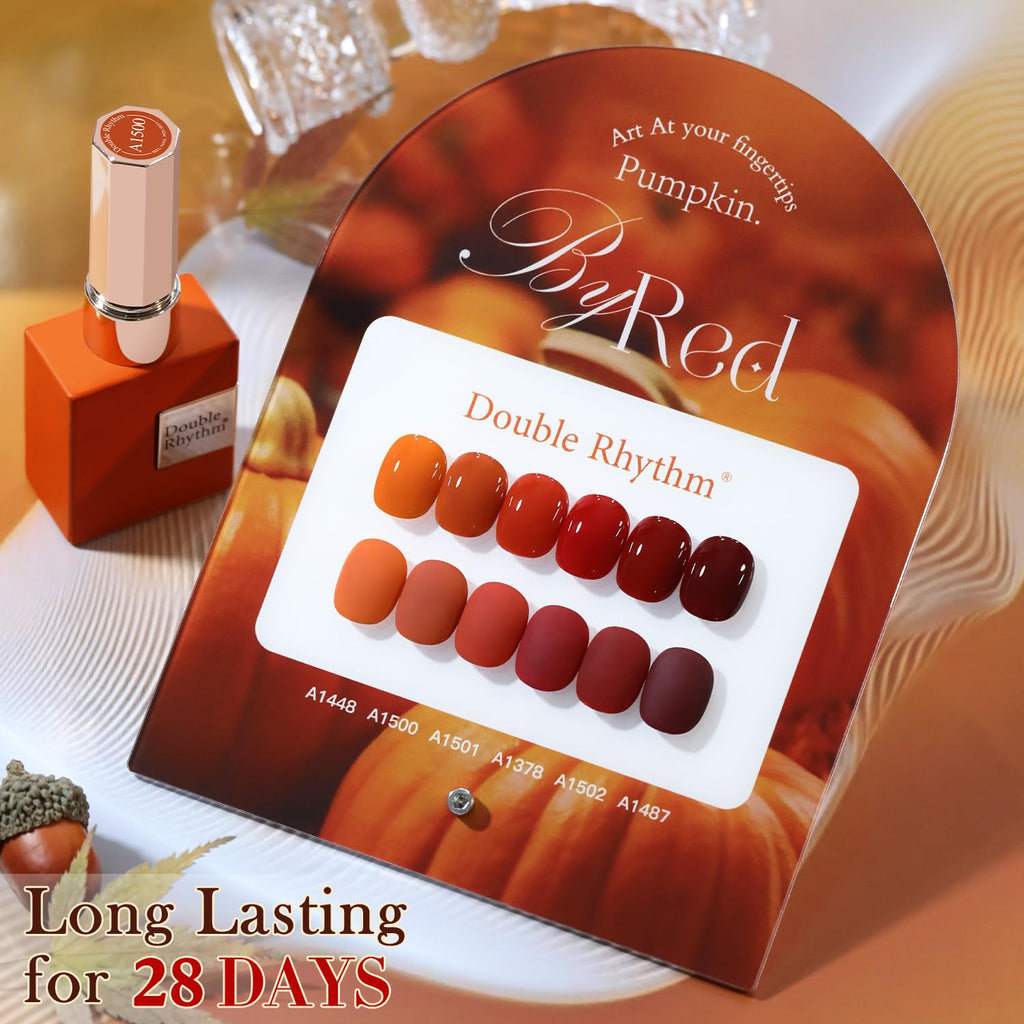 Double Rhythm 6 Pcs 15 ML Gel Polish Set Same Color Same Bottle Soak Off Gel Polish Kit Nail Art Manicure Salon DIY at Home for Women (Dark Light Brown Orange Maroon-T6-6)
