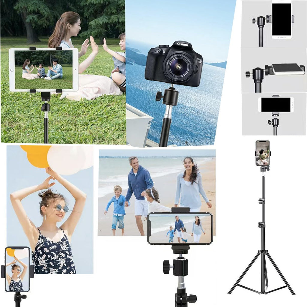 63‘’ Tripod Stand Holder Lightweight Tripod with 360° Ball Head Remote 1/4" Thread，Extendable Cell Phone and Camera All Metal Tripod Desktop Stand Compact for Video Recording