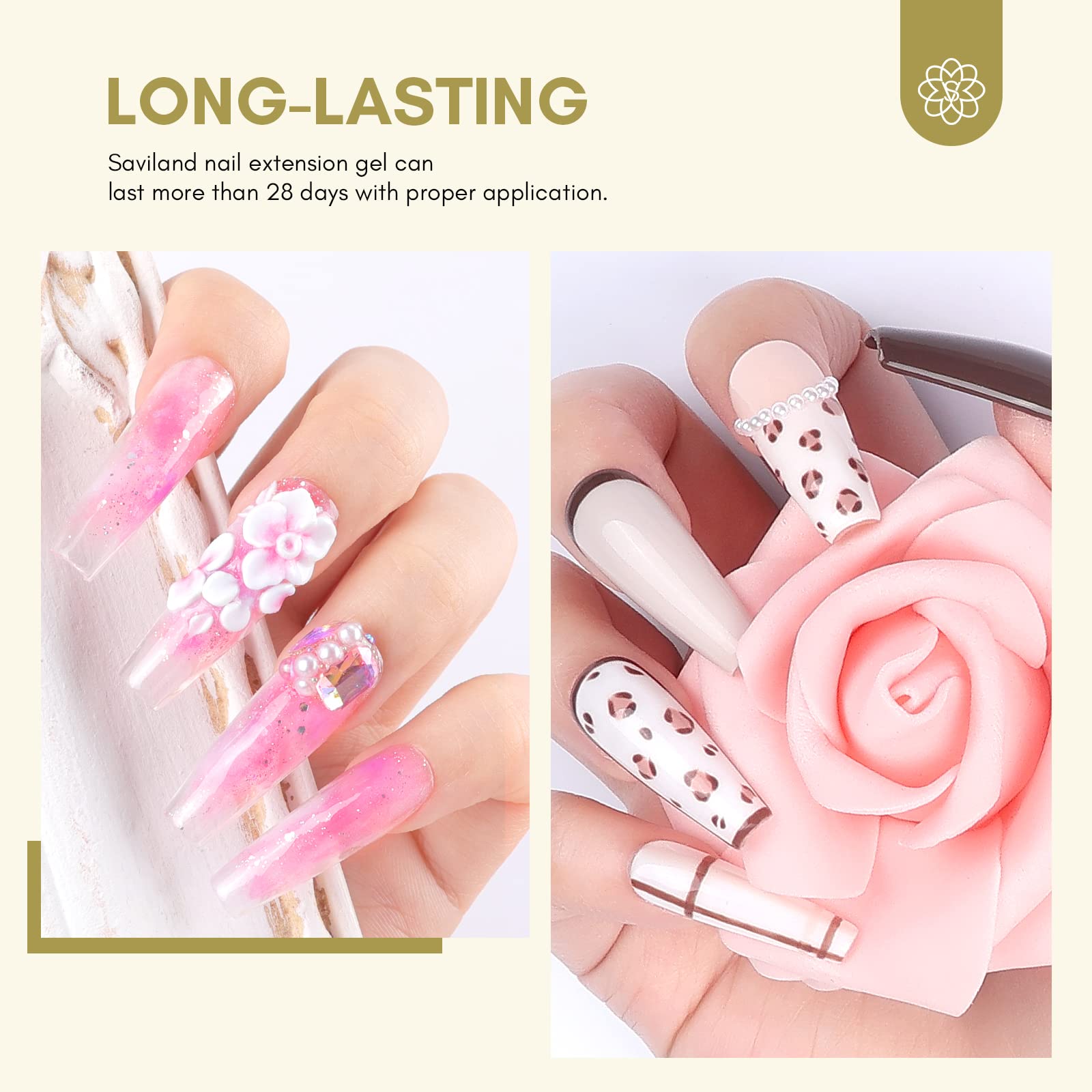 SAVILAND Builder Gel for Nails: 30ml Clear Hard Gel for Extension, Builder with Air Cushion Builder Base &Nail Strengthener Art Manicure Set 100pcs Nail Forms and Acrylic Brushr Thickening Home Use