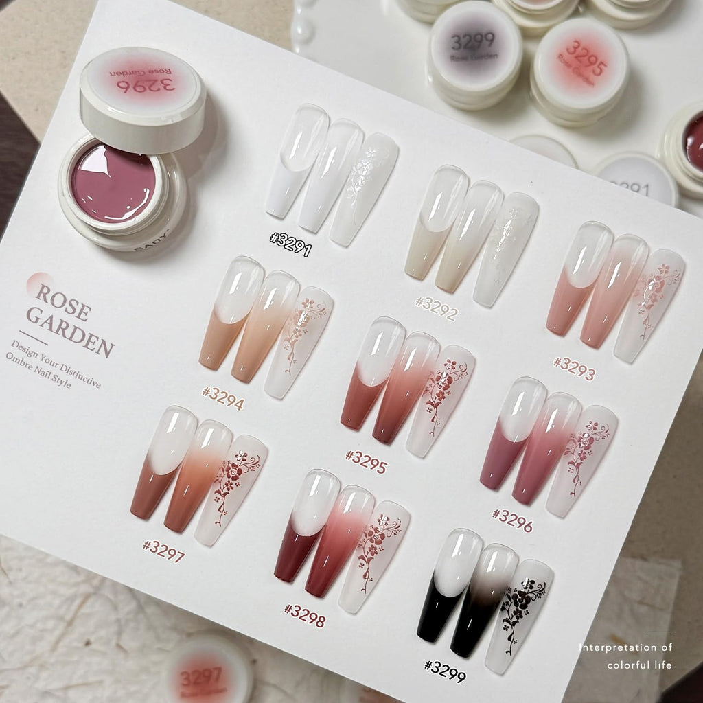 GAOY Ombre Gel Nail Polish Kit, 9 Colors UV LED Painting Gel with Sponges, Long-lasting Soak Off Pigmented Colors, Beginner Friendly Gradient & Aura Nail Art Set for Home & Salon Use, Rose Garden