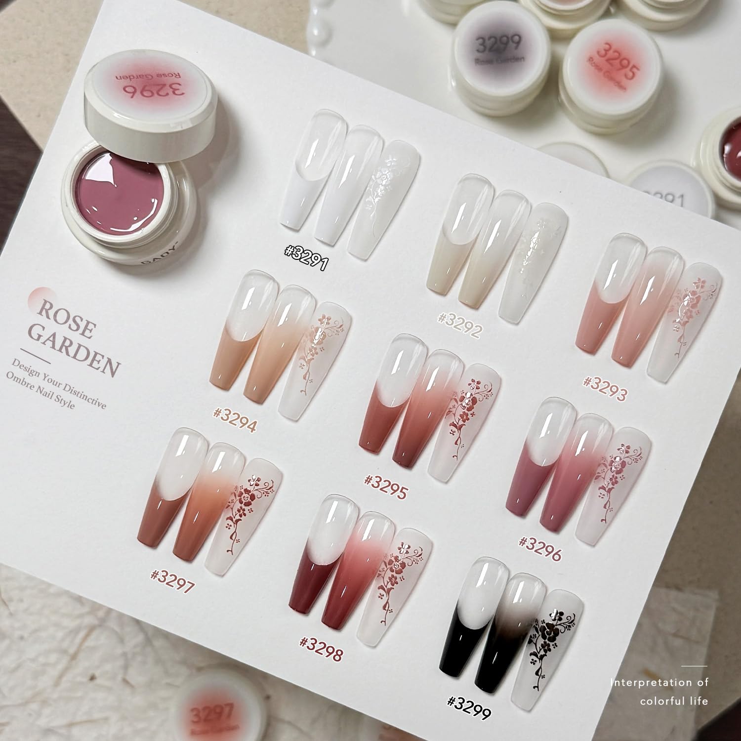 GAOY Ombre Gel Nail Polish Kit, 9 Colors UV LED Painting Gel with Sponges, Long-lasting Soak Off Pigmented Colors, Beginner Friendly Gradient & Aura Nail Art Set for Home & Salon Use, Rose Garden
