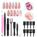 modelones Cat Eye Magnet Set, 15PCS Multi-Shape Nail Magnet for Cateye Gel Polish, Heart Moon Flower Square Effects with Bead-Attracting Nail Magnetic, UV/LED Lamp Required, DIY Nail Art（Magnet Only）