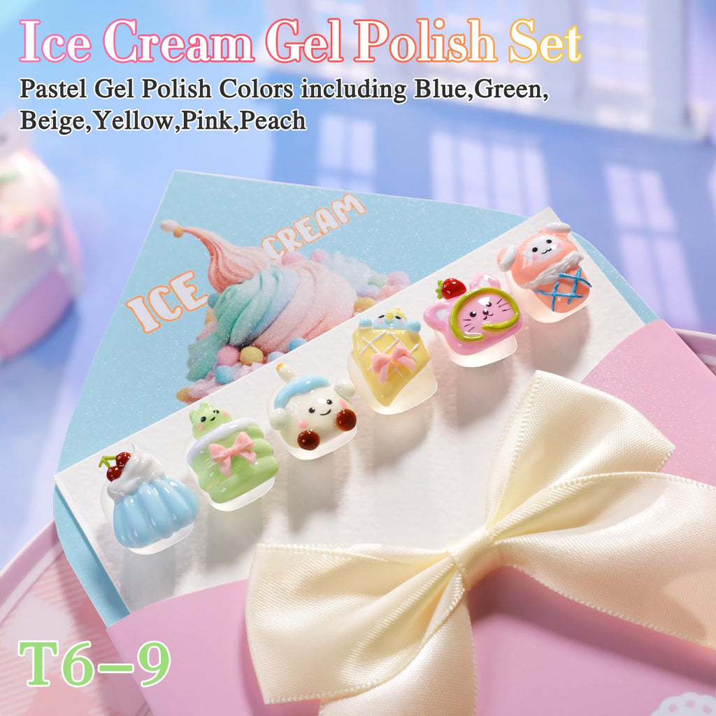 Double Rhythm 6 Pcs 15 ML Gel Polish Set Same Color Same Bottle Soak Off Gel Polish Kit Nail Art Manicure Salon DIY at Home for Women (Blue Green Beige Yellow Pink Orange-T6-9)