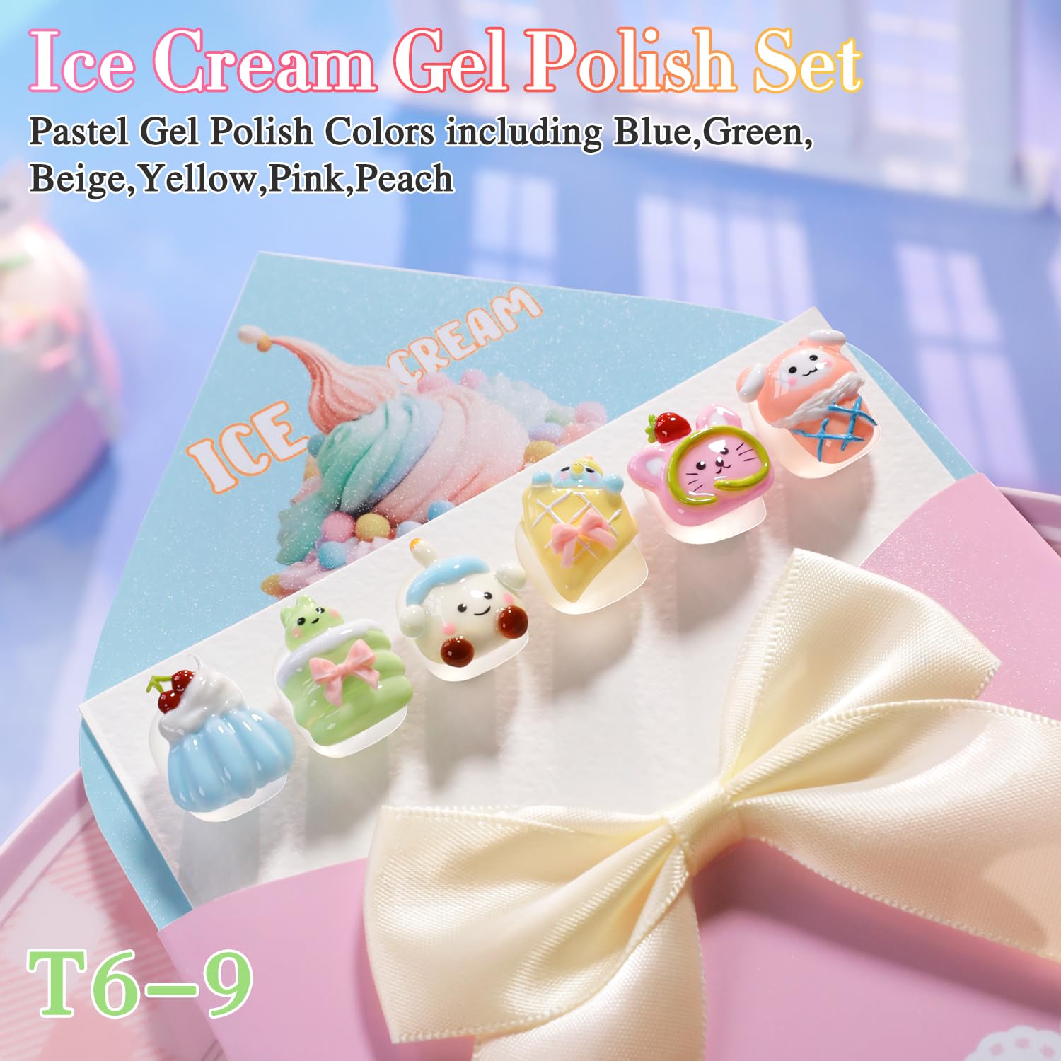 Double Rhythm 6 Pcs 15 ML Gel Polish Set Same Color Same Bottle Soak Off Gel Polish Kit Nail Art Manicure Salon DIY at Home for Women (Blue Green Beige Yellow Pink Orange-T6-9)