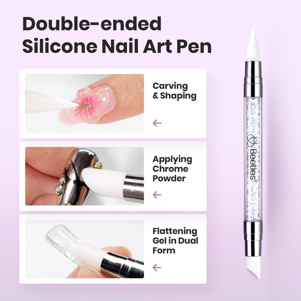 Beetles 3D Gel Nail Art Kit-1oz Clear Solid Builder Nail Gel,5 in 1 Non-Sticky Hand Sculpting Building 3D Nails with Sculpting Pen for Beginner DIY UV Nails Salon at Home,Crystal Orb Gifts for Women