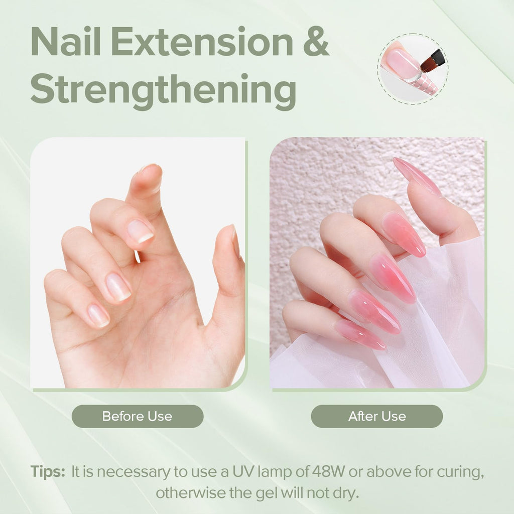 CANNI Builder Gel For Nails – 1 Fl Oz Soft Pink Hard Gel for Nail Extension & Strengthening, Jelly gel Polish for DIY Holiday Nail Art