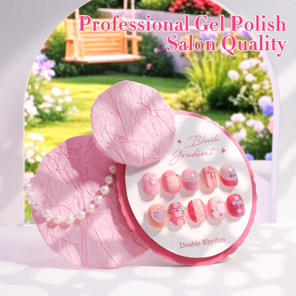 Double Rhythm 6 Pcs Hema Free Gel Polish Set 0.50 OZ Same Color Same Bottle Soak Off Neutral Natural Milky Gel Polish Kit Nail Art Manicure Salon DIY at Home (Pastel Peach Pink Purple-H6-18)