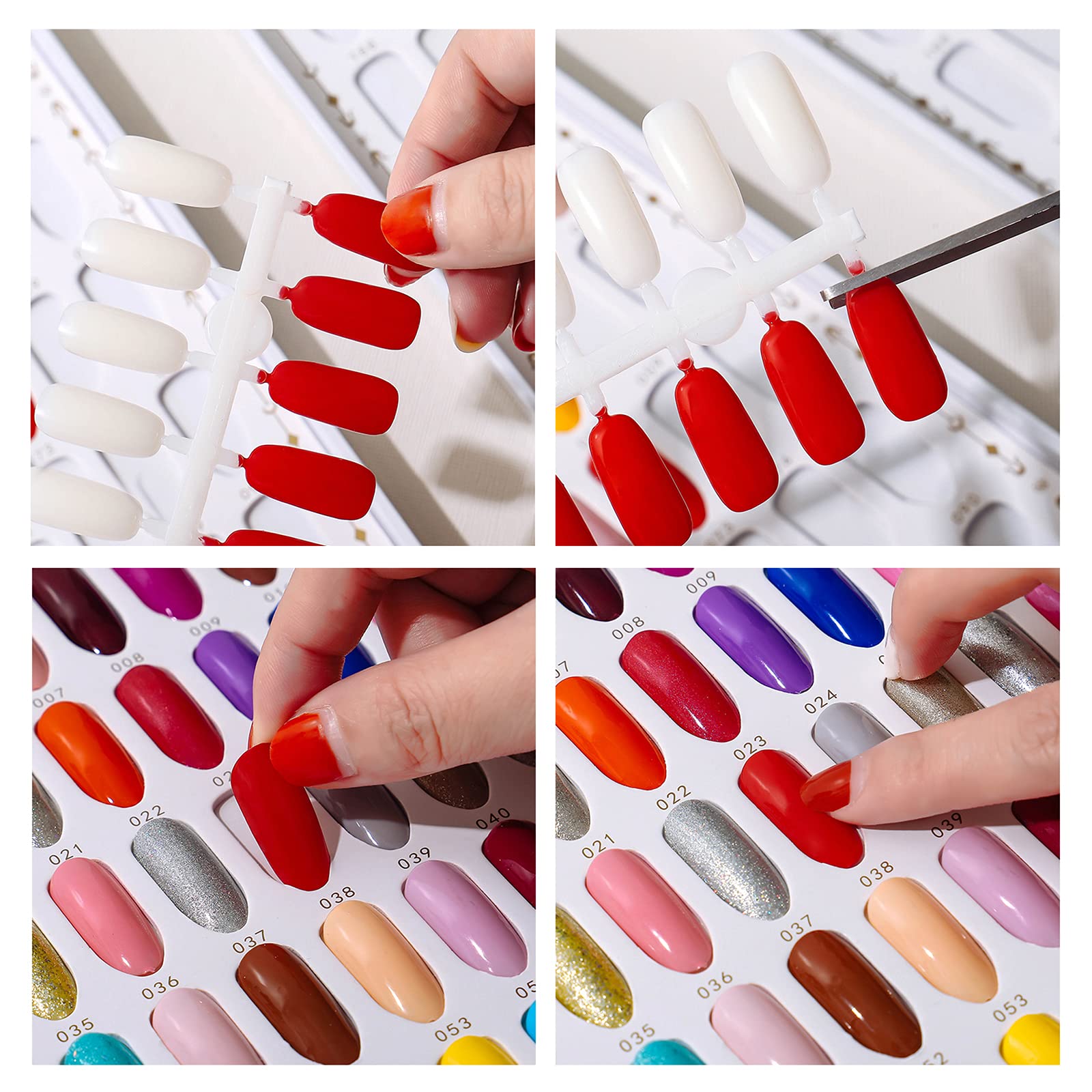 Acycoin2A Professional 216 Nail Colors Chart Dip Powder Card with 240 Tips and Nail Polish Number Sticker Label (Black)
