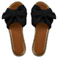 Sksshion Women's Bow Knot Slides Open Toe Flat Sandals Summer Slip On Slippers Black 7