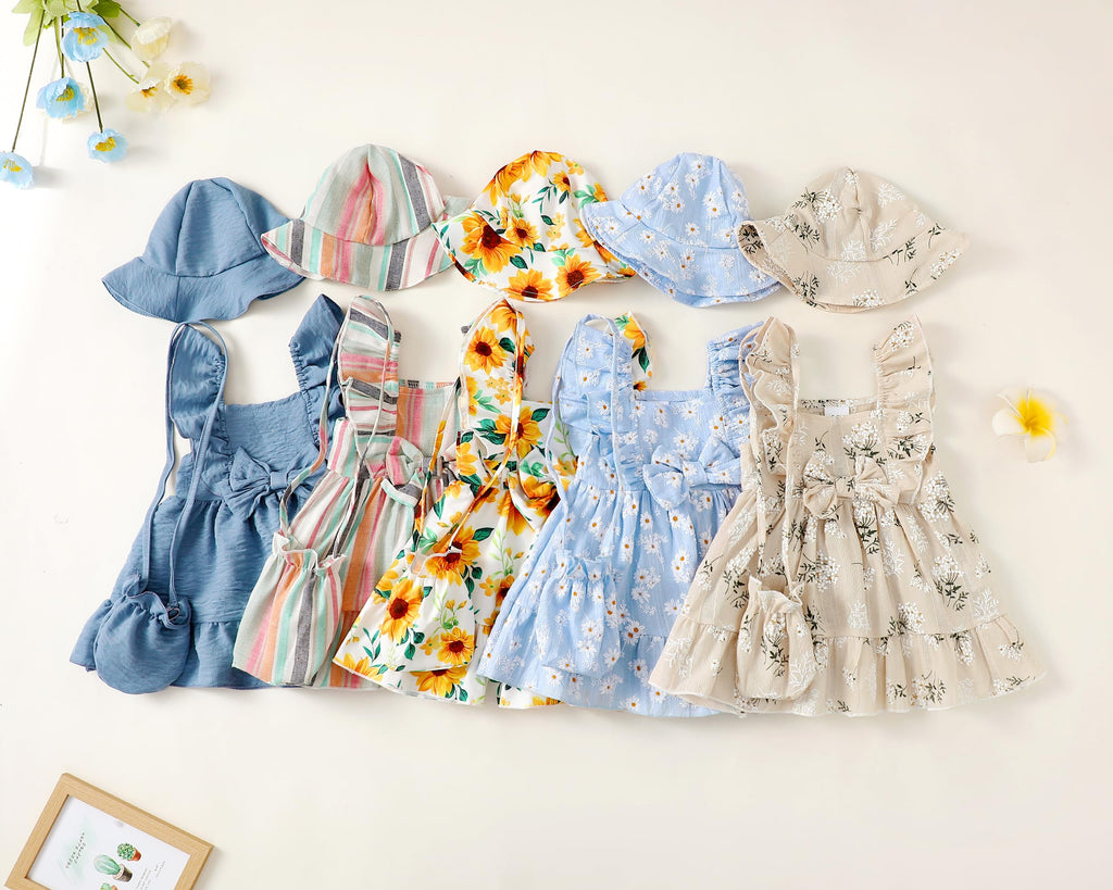 Renotemy Baby Girl Dresses 12-18 Months Boho Summer Outfits Beige Floral Sundress 1 Year Old Girl Clothes Princess Birthday Party Gift Vintage Dresses 12-18 Month Girl Clothes