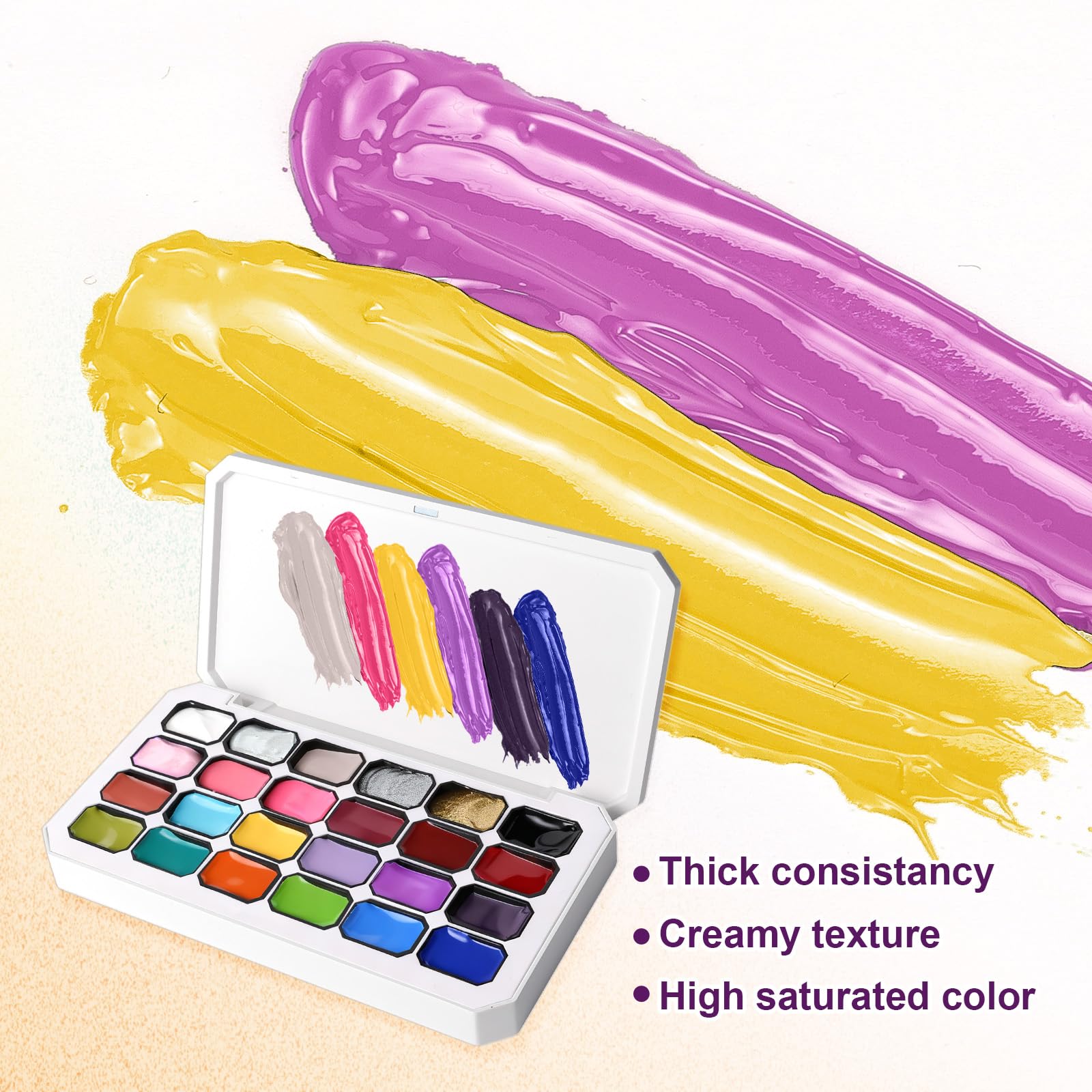 U-Shinein 24 Colors Pat Painting Nail Gel,Hema＆TPO Free,6-in-1 Gradient Ombre Paint Nails Gel Palette for Blooming,Nail Color Gel,Liner Gel,French Nail,with Chrome Powder,No Wipe,DIY Nail Art(A)