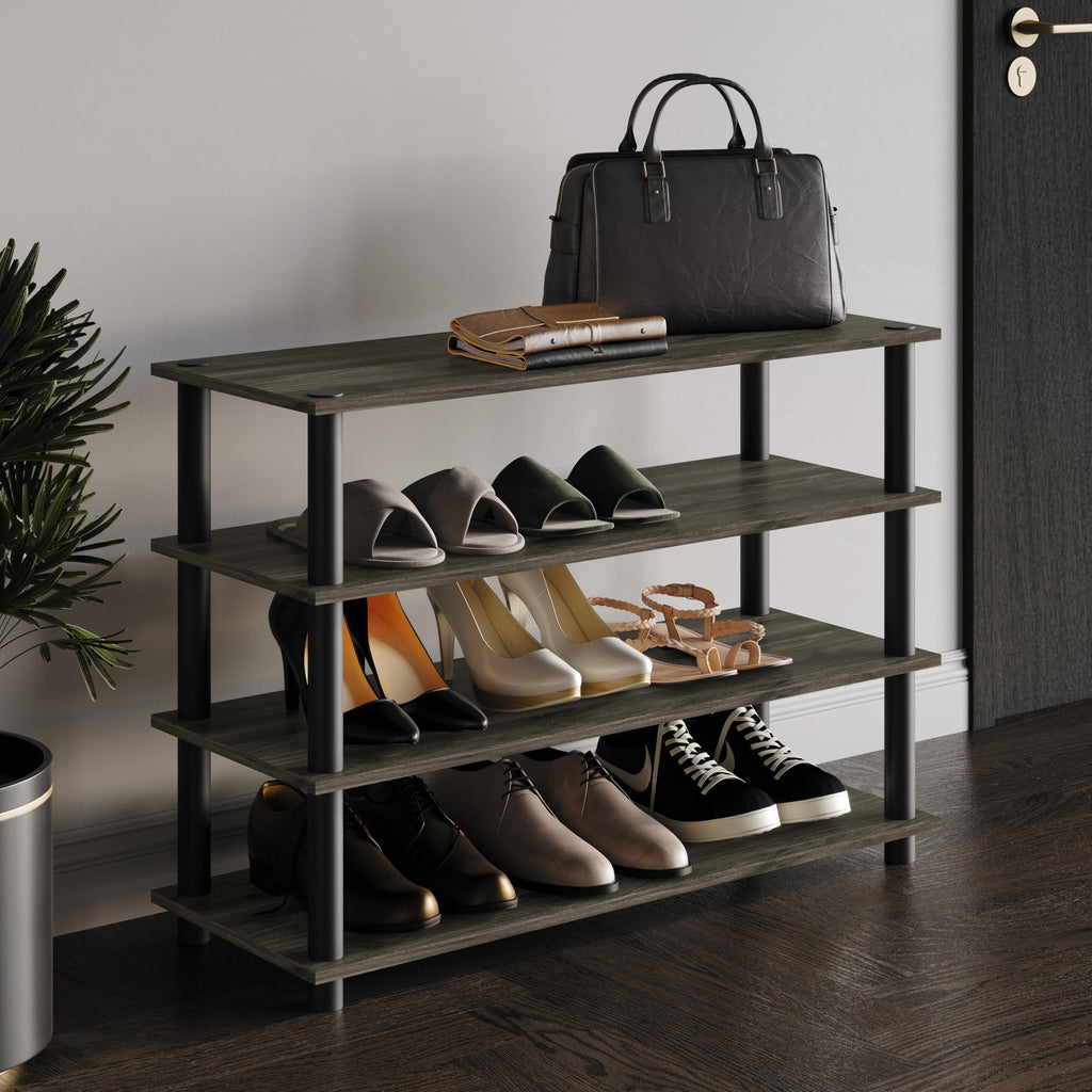 Castle Place Simple 4-Tier Shoe Rack, Multi-Layer Storage Organizer for Entryway and Home, Dark Grey