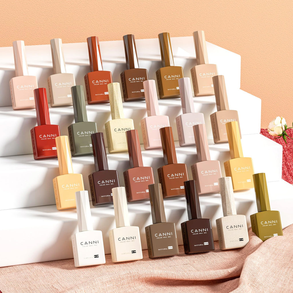 CANNI 30Pcs 9ML Hema-free Gel Nail Polish Set,Nude Brown Red Glitter Gold Gel Polish Kit Soak Off LED Nail Gel Polish Set Nail Art Starter Manicure Salon DIY at Home