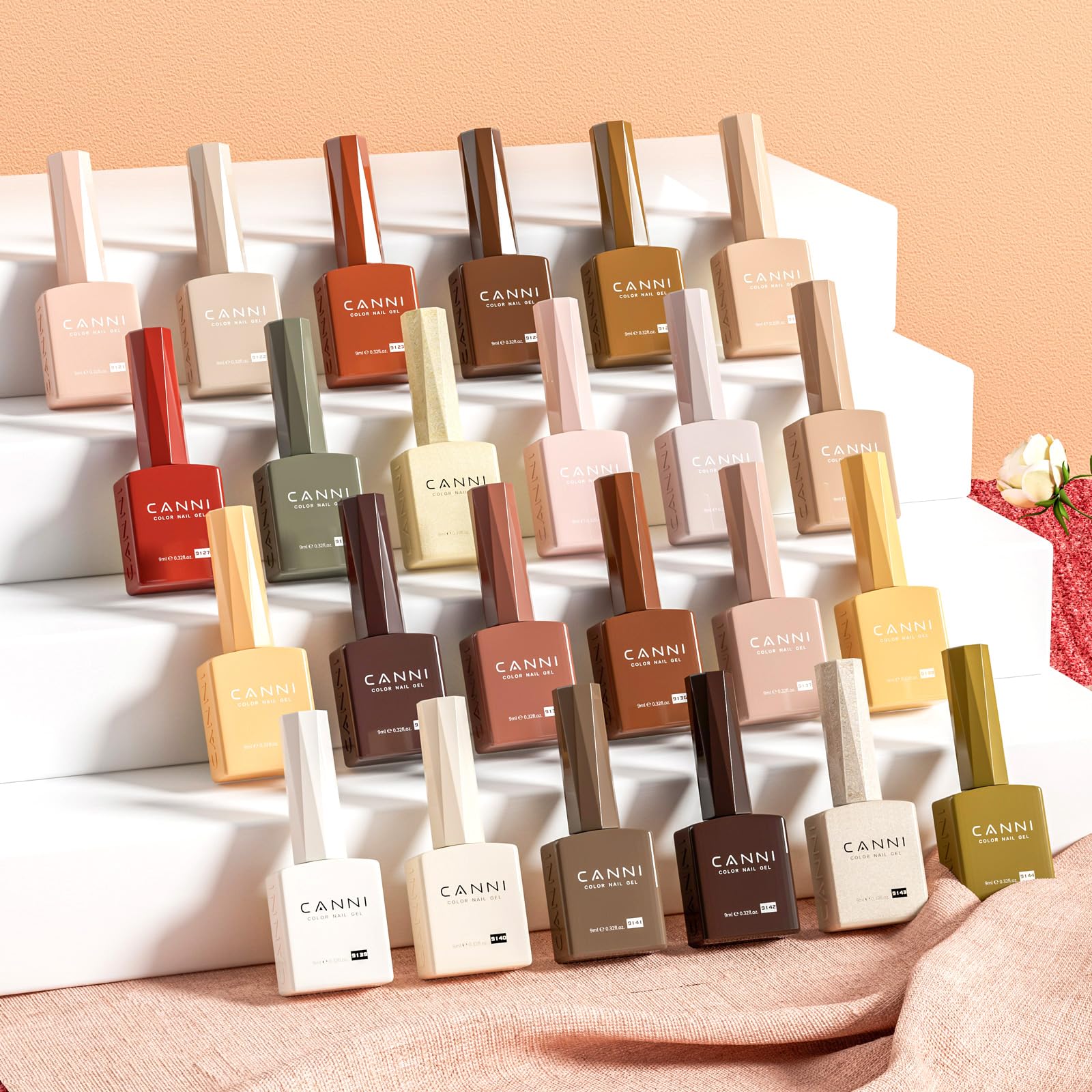 CANNI 30Pcs 9ML Hema-free Gel Nail Polish Set,Nude Brown Red Glitter Gold Gel Polish Kit Soak Off LED Nail Gel Polish Set Nail Art Starter Manicure Salon DIY at Home