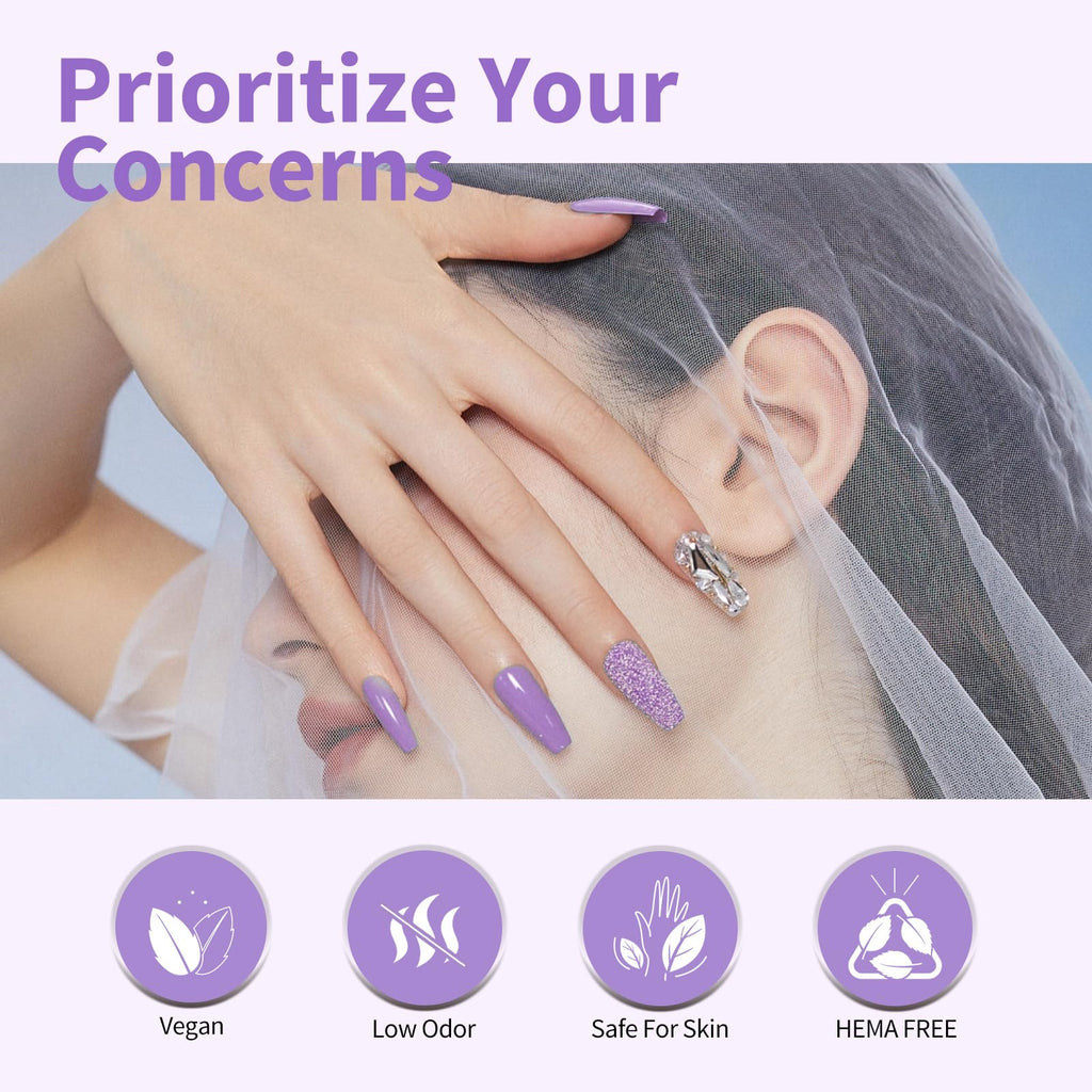 CANNI 6 Colors 9 ML Hema-Free Light Purple Gel Nail Polish Set, Purple Gel Polish Kit, Soak Off LED Nail Gel Manicure Kit DIY at Home Salon Gifts