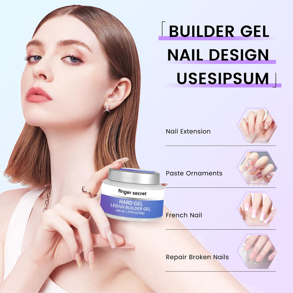 Hard Gel Builder Gel for Nails Long-lasting Hand White 3D Sculpting Nail Extension Nail Builder Kit 1oz (white, 1fl.oz)