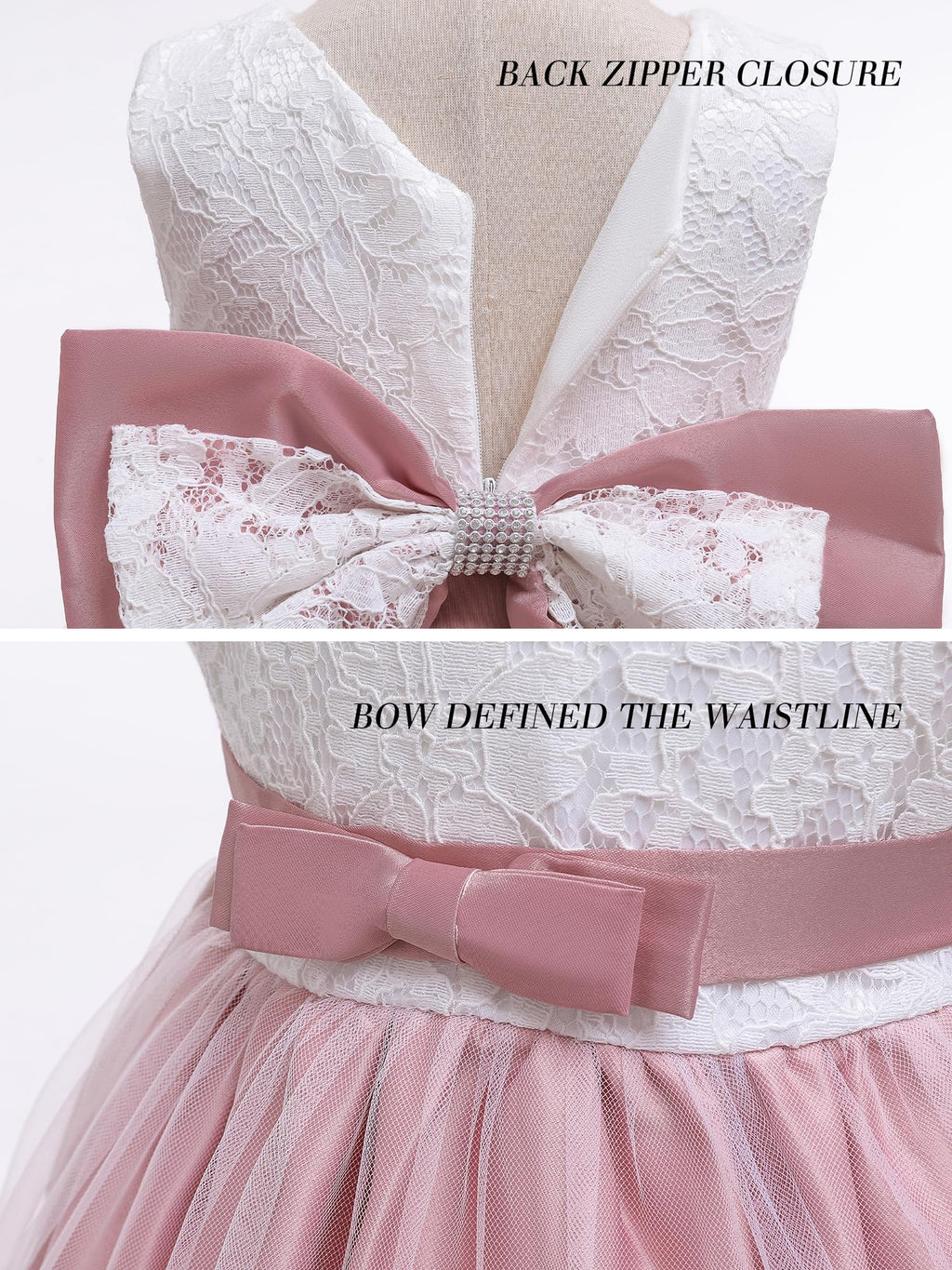 Baby Girls Lace Bowknot Flower Dress Wedding Pageant Baptism Christening Tutu Gown 6-12 Months